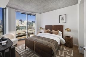 San Francisco apartment for rent - Quincy residential bedroom with floor to ceiling windows