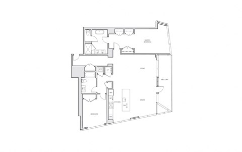 Floor plan for 2 beds, 2 baths, 1637 sqft