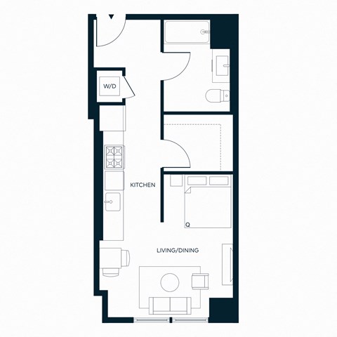 Floor plan for studio, 1 bath