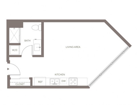 Floor plan for studio, 1 bath, 465 sqft