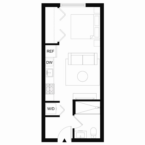 Floor plan for studio, 1 bath, 503 sqft