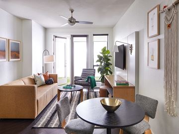 Austin apartment for rent - a living room with a couch and a table
