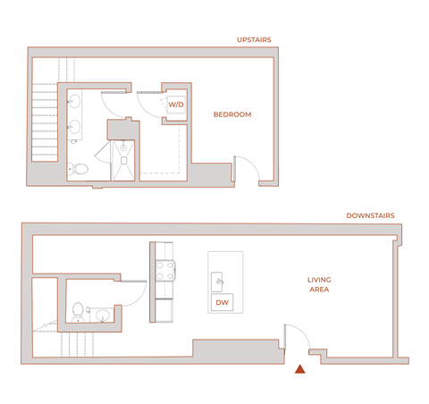 Floor plan for 1 bed, 1.5 baths, 1111 sqft