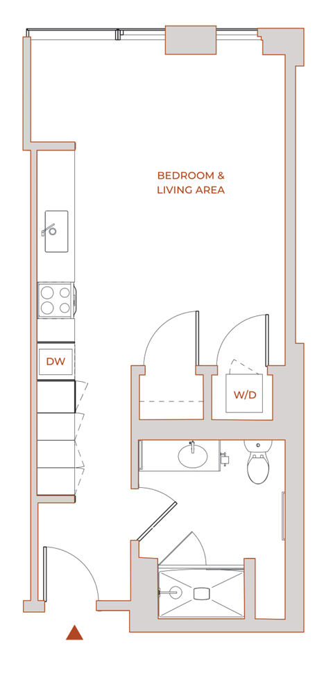 Floor plan for studio, 1 bath, 510 sqft