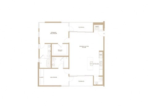 Floor plan for 2 beds, 2 baths, 1483 sqft