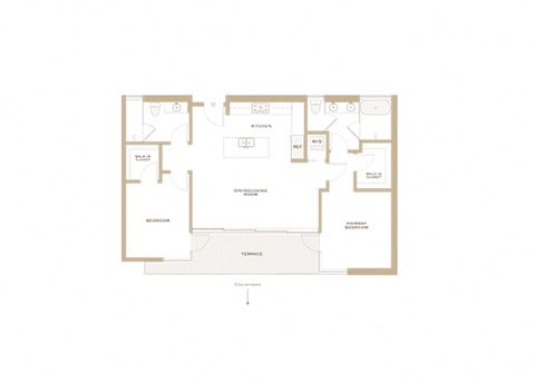 Floor plan for 2 beds, 2 baths, 1270 sqft
