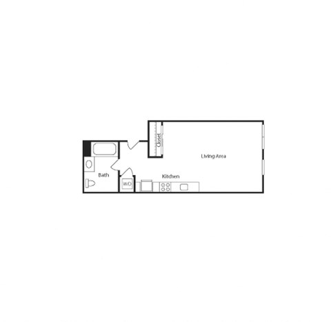 Floor plan for studio, 1 bath, 461 sqft