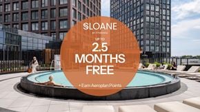 North York apartment for rent - A woman is sitting by a pool at Sloane by Fitness, which is currently offering 2.5 months free.