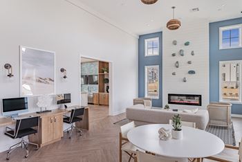 Co-working space with fireplace