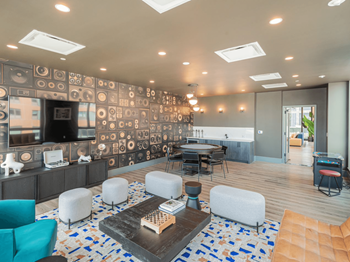 Media & game room with poker table & arcade game