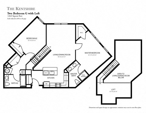 Floor plan for 2 beds, 2 baths, 1242 sqft