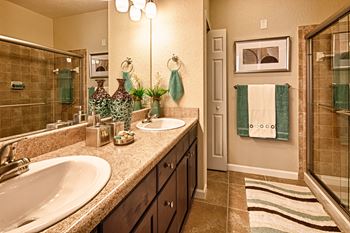 Dual vanities in master bath