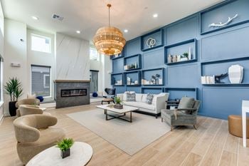 Library with fireplace