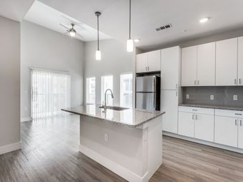 Vinyl wood plank floors throughout