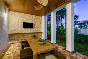 Miami apartment for rent - Outdoor dining area with a TV at Azura in Kendall, FL