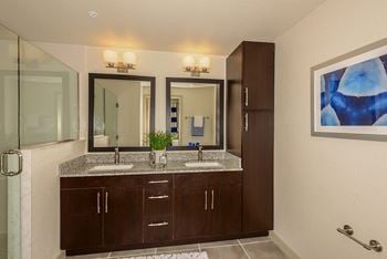 Double sink vanities in select residences
