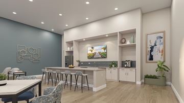 Old Bridge apartment for rent - A modern kitchen with a dining table and chairs.