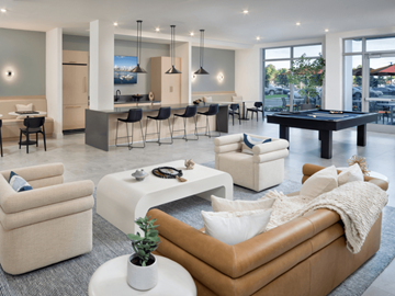Naranja apartment for rent - A living room with a pool table and a bar area.