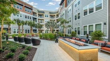 Two outdoor fireside lounges