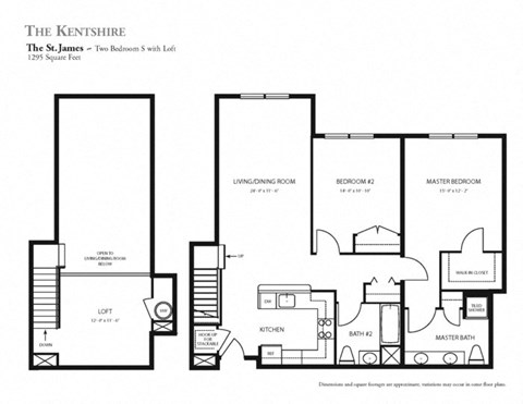 Floor plan for 2 beds, 2 baths, 1295 sqft