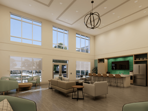 Portsmouth apartment for rent - Clubhouse with Demo Kitchen at Lexington Reserve Senior Apartments in Portsmouth, VA