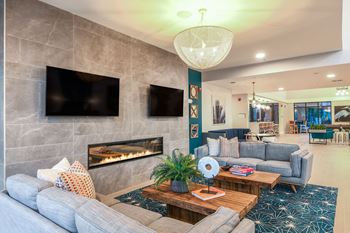 Indoor fireside lounge