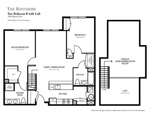 Floor plan for 2 beds, 2 baths, 1182 sqft
