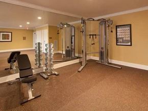 Tinton Falls apartment for rent - a gym with weights and a chair in it