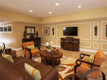 Tinton Falls apartment for rent - a living room with a couch and chairs and a television