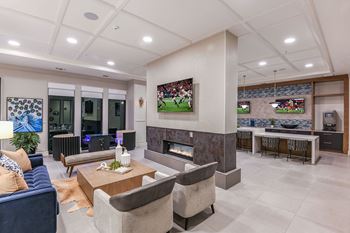 Work-from-home lounge with coffee bar