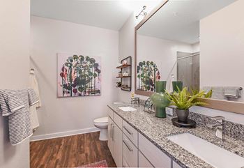 Double sink vanities in select apartments