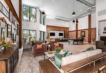 Club room with lounge seating & billiards