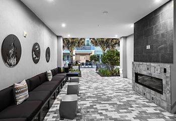 Covered veranda with lounge seating