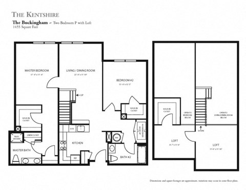 Floor plan for 2 beds, 2 baths, 1455 sqft