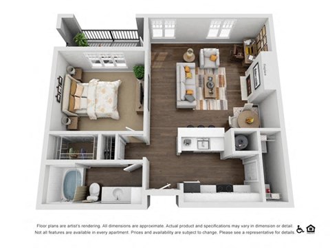 Floor plan for 1 bed, 1 bath, 789 sqft