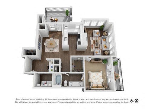 Floor plan for 1 bed, 1 bath, 1040 sqft
