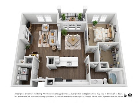 Floor plan for 1 bed, 1 bath, 1097 sqft