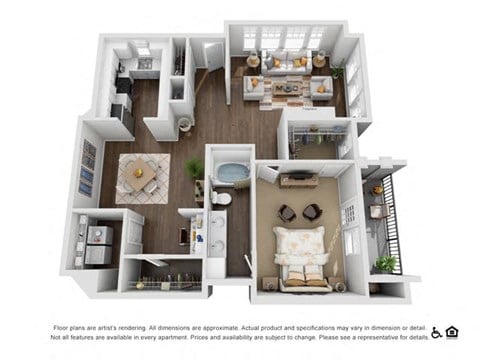 Floor plan for 1 bed, 1 bath, 1100 sqft