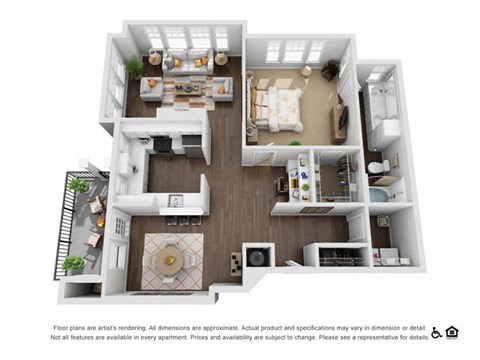 Floor plan for 1 bed, 1 bath, 1120 sqft