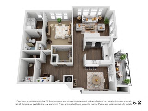 Floor plan for 1 bed, 1 bath, 1140 sqft