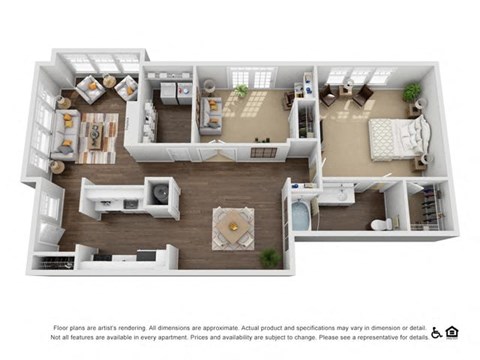 Floor plan for 2 beds, 1 bath, 1324 sqft