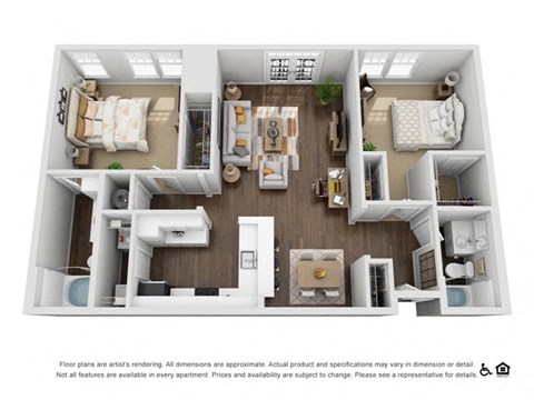 Floor plan for 2 beds, 2 baths, 1178 sqft
