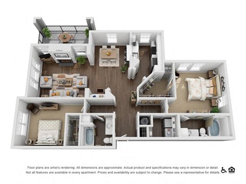 Floor plan for 2 beds, 2 baths, 1458 sqft