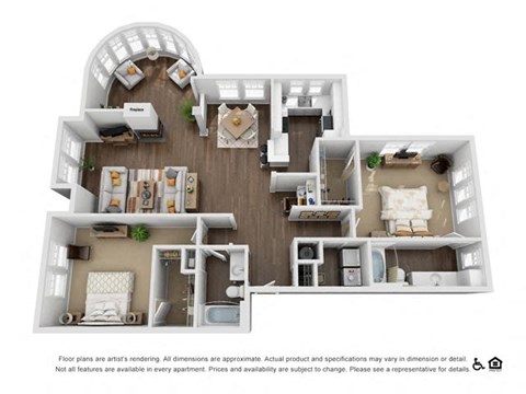 Floor plan for 2 beds, 2 baths, 1464 sqft