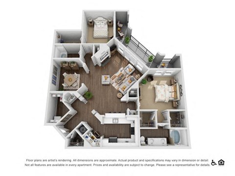 Floor plan for 2 beds, 2 baths, 1588 sqft
