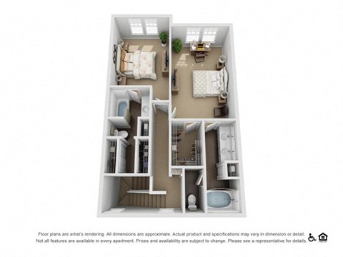 Floor plan for 2 beds, 2 baths, 1449 sqft