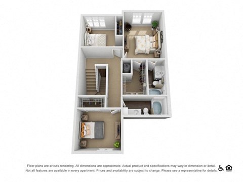 Floor plan for 3 beds, 2.5 baths, 1486 sqft
