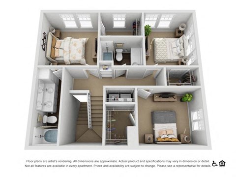 Floor plan for 3 beds, 2.5 baths, 1561 sqft