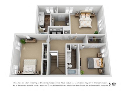 Floor plan for 3 beds, 2.5 baths, 2046 sqft