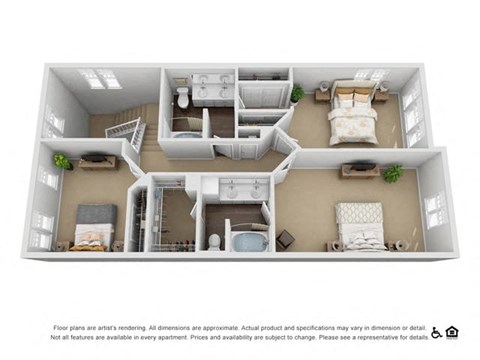 Floor plan for 3 beds, 2.5 baths, 2071 sqft